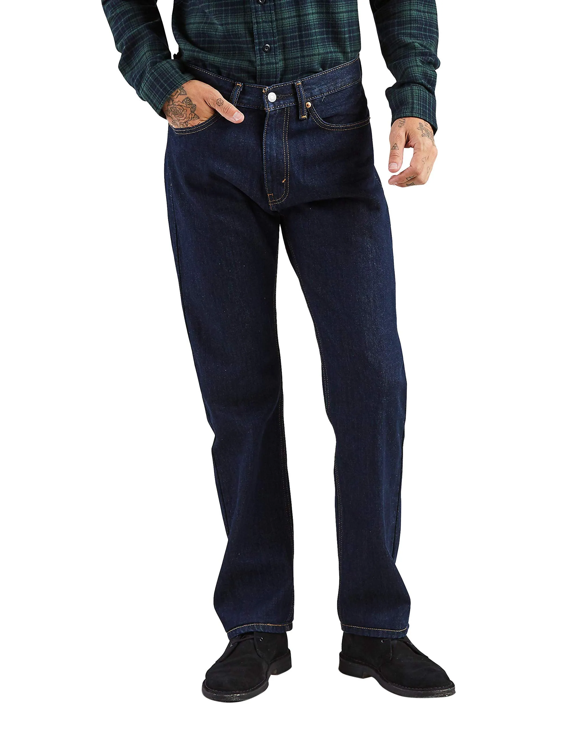 005050216 LEVI'S 505 MEN'S REGULAR FIT JEANS DARK WASH SIZE MEN 38X30 - Brand New