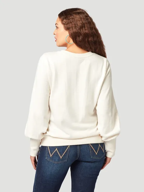 112321387 - Wrangler® Women's Retro Metallic Rope Logo Pullover - Sugar