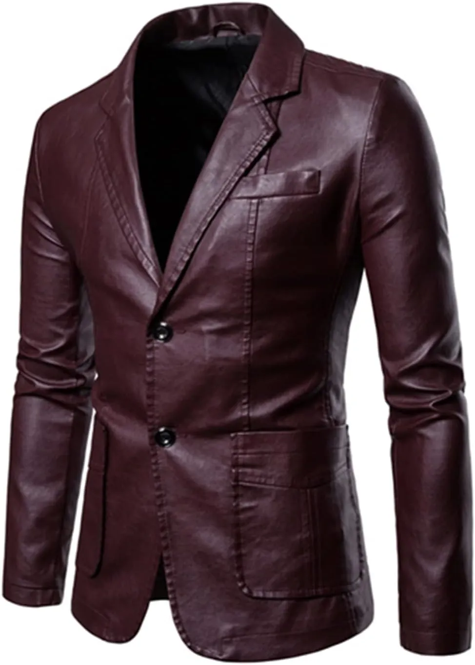 2023 Spring Autumn Fashion New Men's Lapel Leather Dress Suit Coat Male Business Casual Pu Blazers Jacket