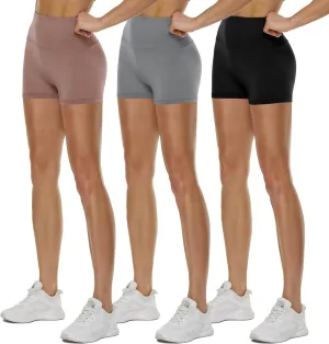 3 Pack High Waisted Biker Shorts for Women  3"/ 5"/ 8" Black Workout Yoga Compression Novelty Shorts for Running