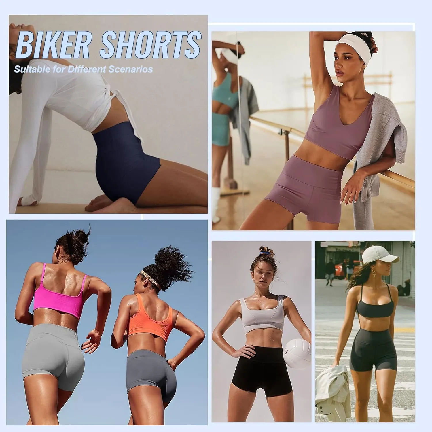 3 Pack High Waisted Biker Shorts for Women  3"/ 5"/ 8" Black Workout Yoga Compression Novelty Shorts for Running