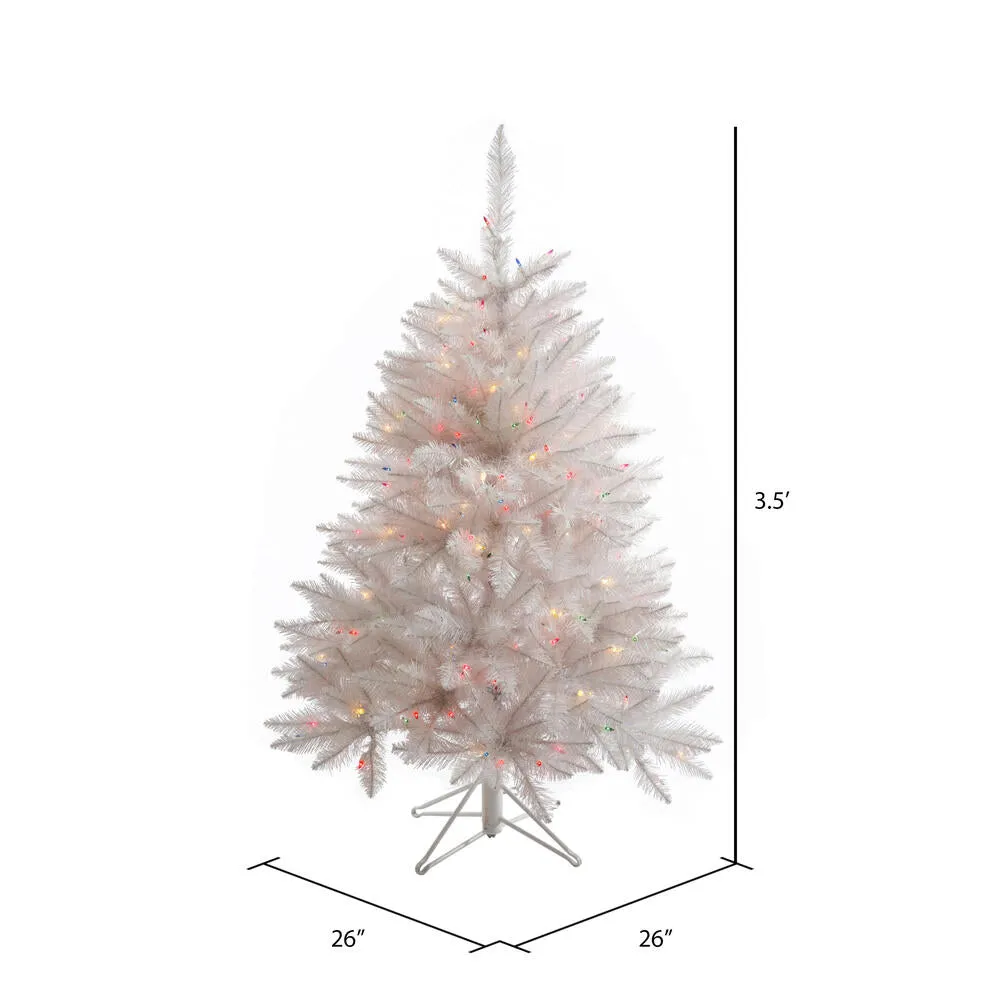 3.5' Sparkle White Spruce Artificial Christmas Tree Multi-Colored LED Lights