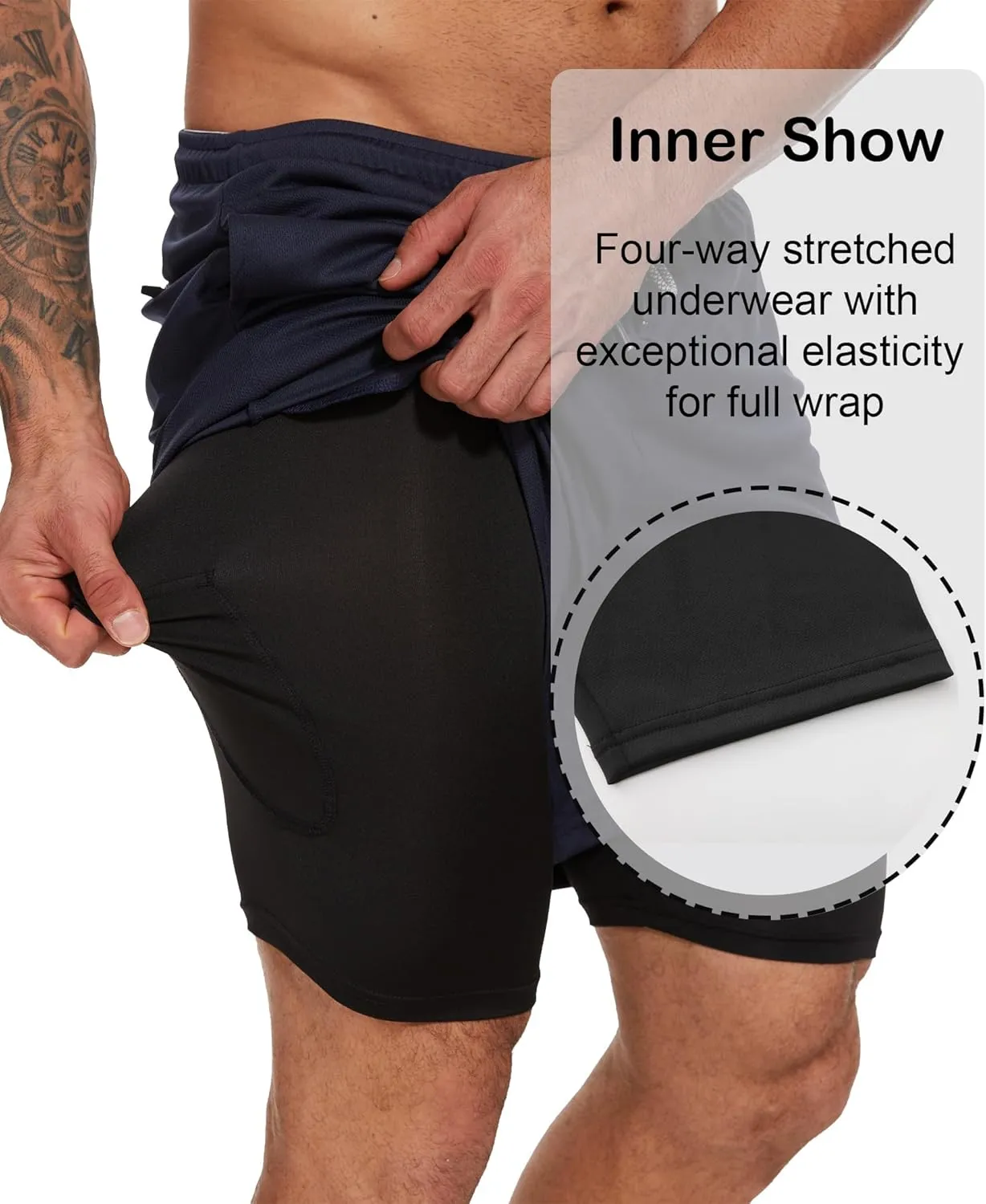4 Pack Mens 2 in 1 Running Workout Shorts with Liner, Gym Athletic Quick Dry Sport Shorts with Pockets
