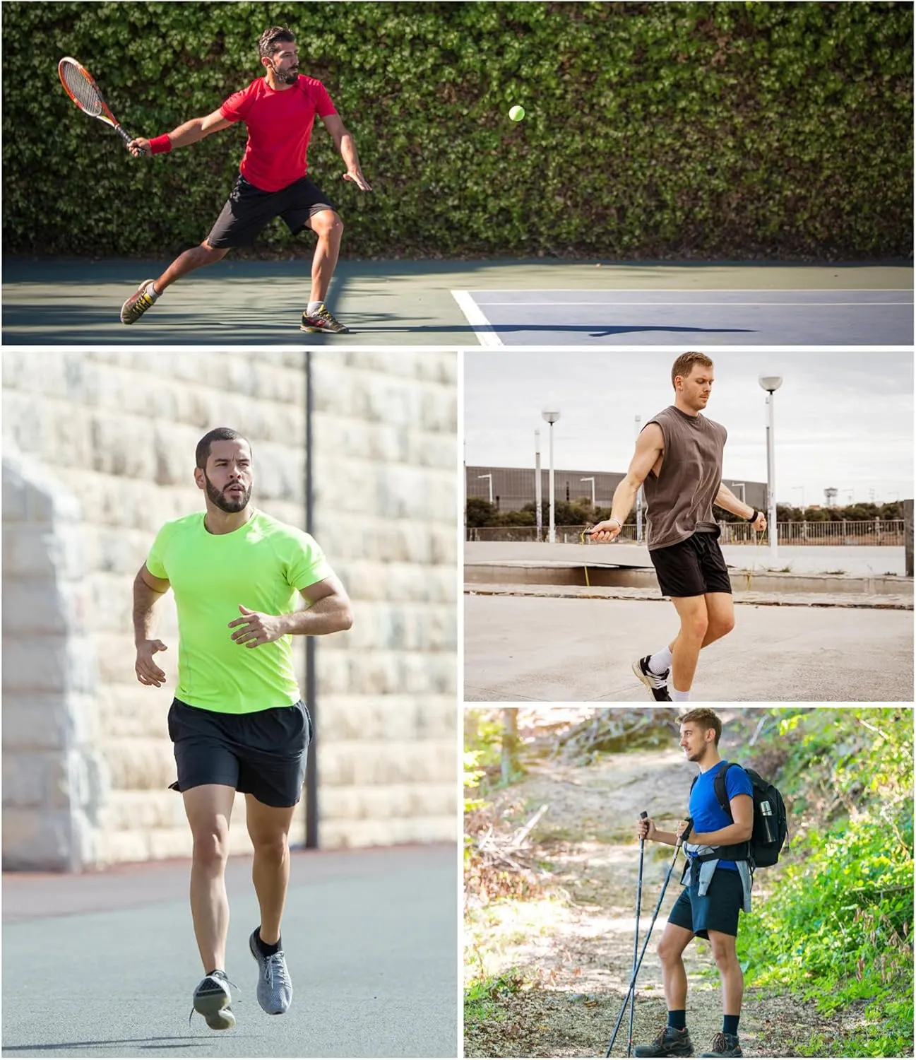 4 Pack Mens 2 in 1 Running Workout Shorts with Liner, Gym Athletic Quick Dry Sport Shorts with Pockets