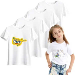 5 Pieces Toddler Blank Sublimation T-Shirt Modal Crew Neck Short Sleeve T-Shirt for Kids