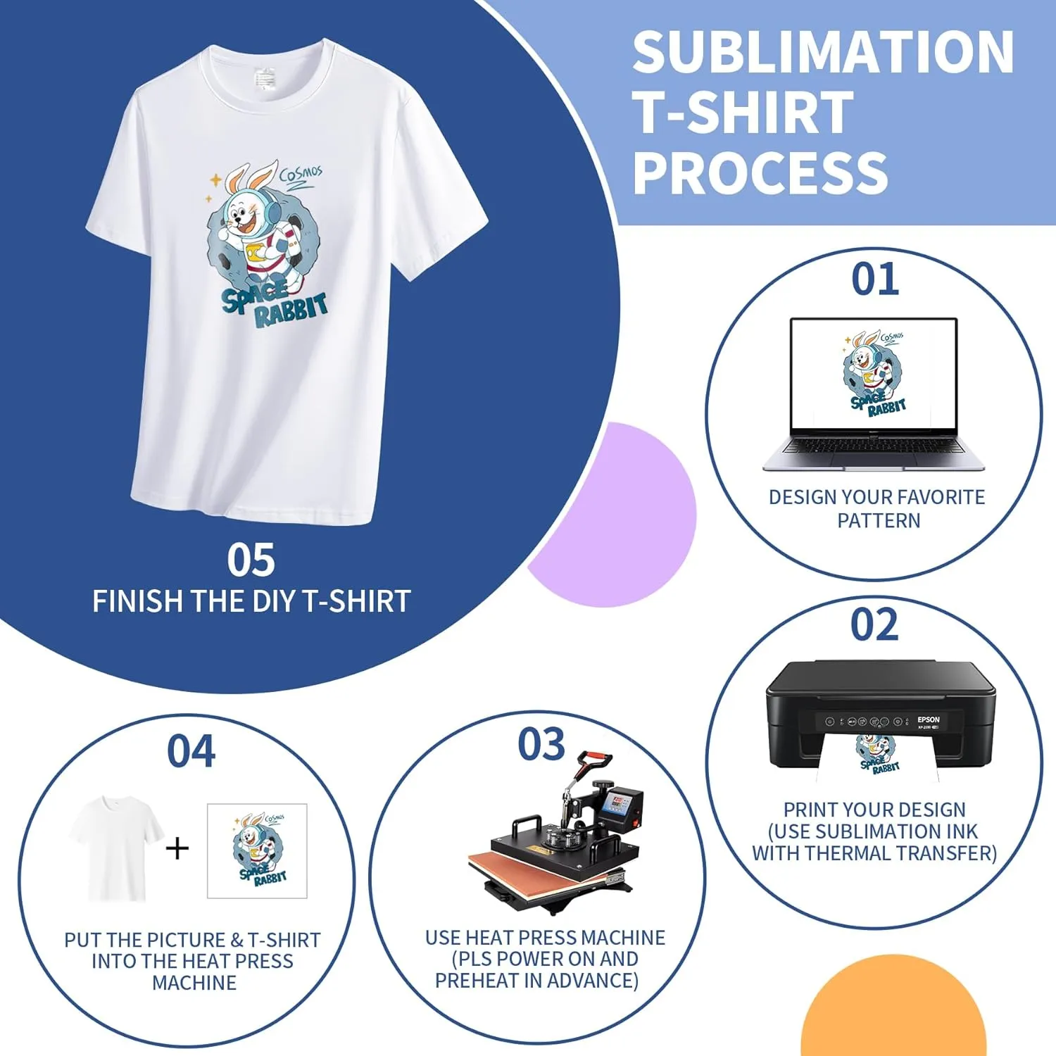 5 Pieces Toddler Blank Sublimation T-Shirt Modal Crew Neck Short Sleeve T-Shirt for Kids