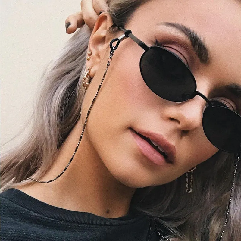 (75cm) Eyewear holder eyeglass chain sunglasses strap metal - gold