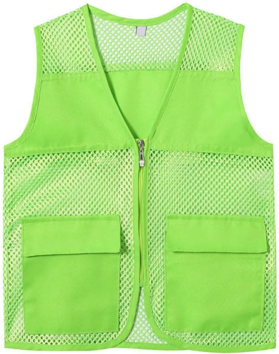 Adult Mesh Volunteer Activity Vest Supermarket Uniform Vests Clerk Workwear with Pockets