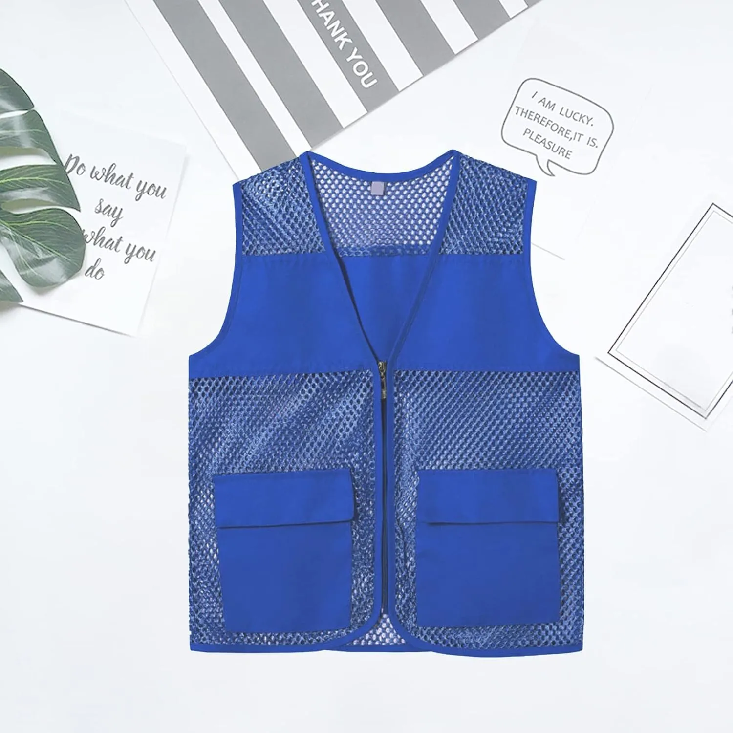 Adult Mesh Volunteer Activity Vest Supermarket Uniform Vests Clerk Workwear with Pockets