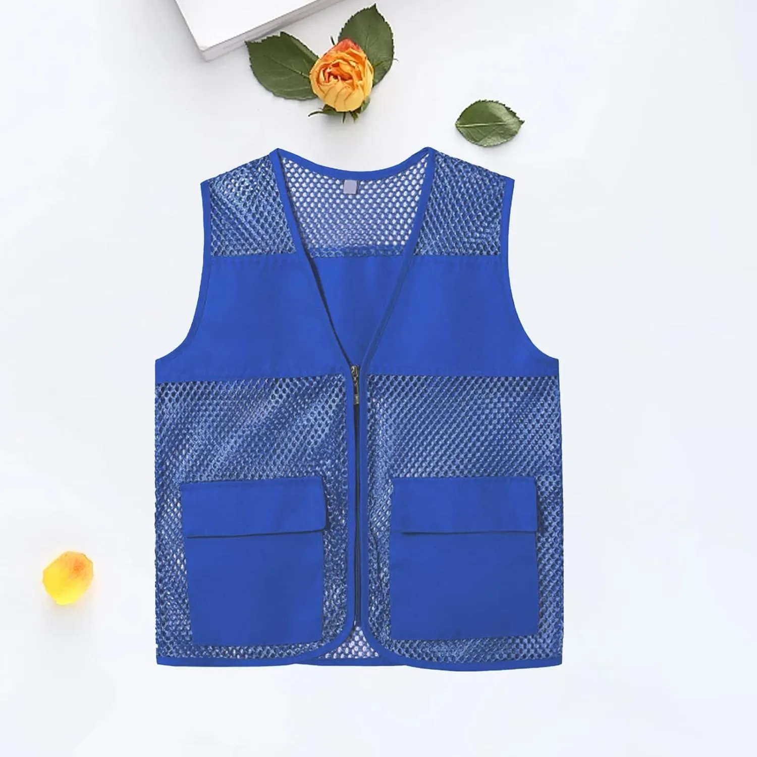Adult Mesh Volunteer Activity Vest Supermarket Uniform Vests Clerk Workwear with Pockets