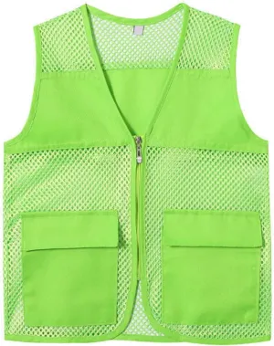 Adult Mesh Volunteer Activity Vest Supermarket Uniform Vests Clerk Workwear with Pockets
