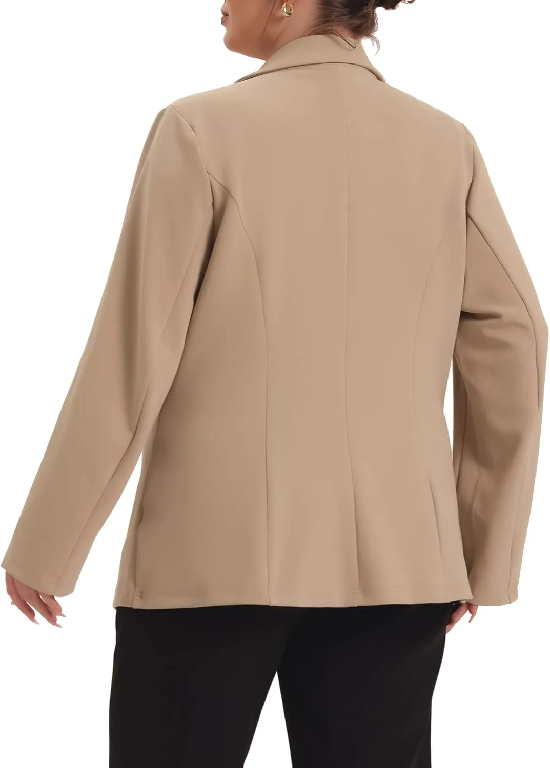 Agnes Orinda Plus Size Blazer for Women Notched Lapel V Neck Office Work Business Suits 2025 Jacket Blazers