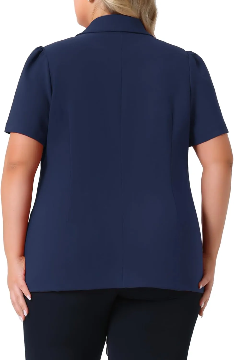 Agnes Orinda Plus Size Women Blazers Short Puff Sleeve Notched Lapel Single Breasted Office Blazer Jackets
