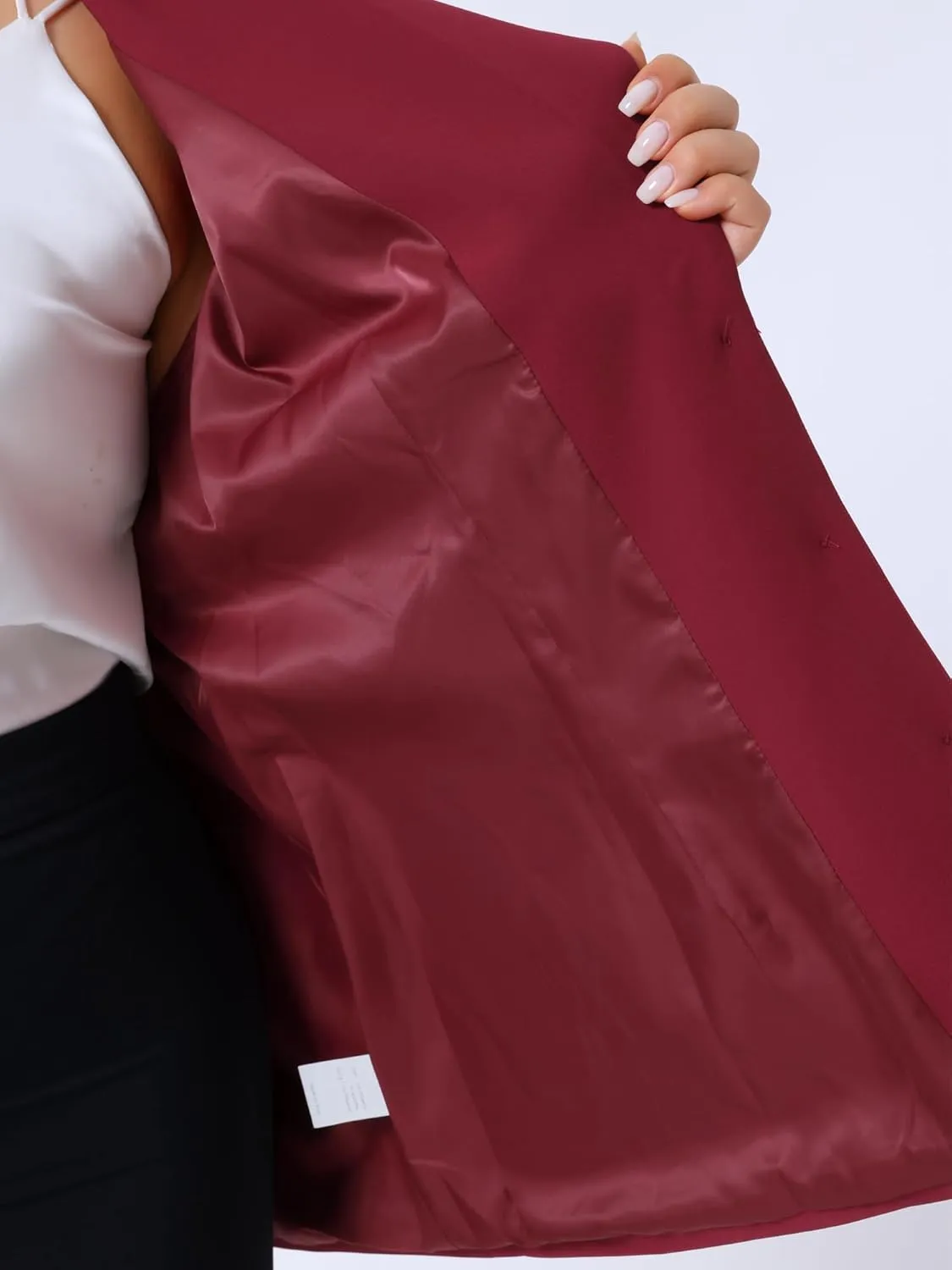 Agnes Orinda Plus Size Women Blazers Short Puff Sleeve Notched Lapel Single Breasted Office Blazer Jackets