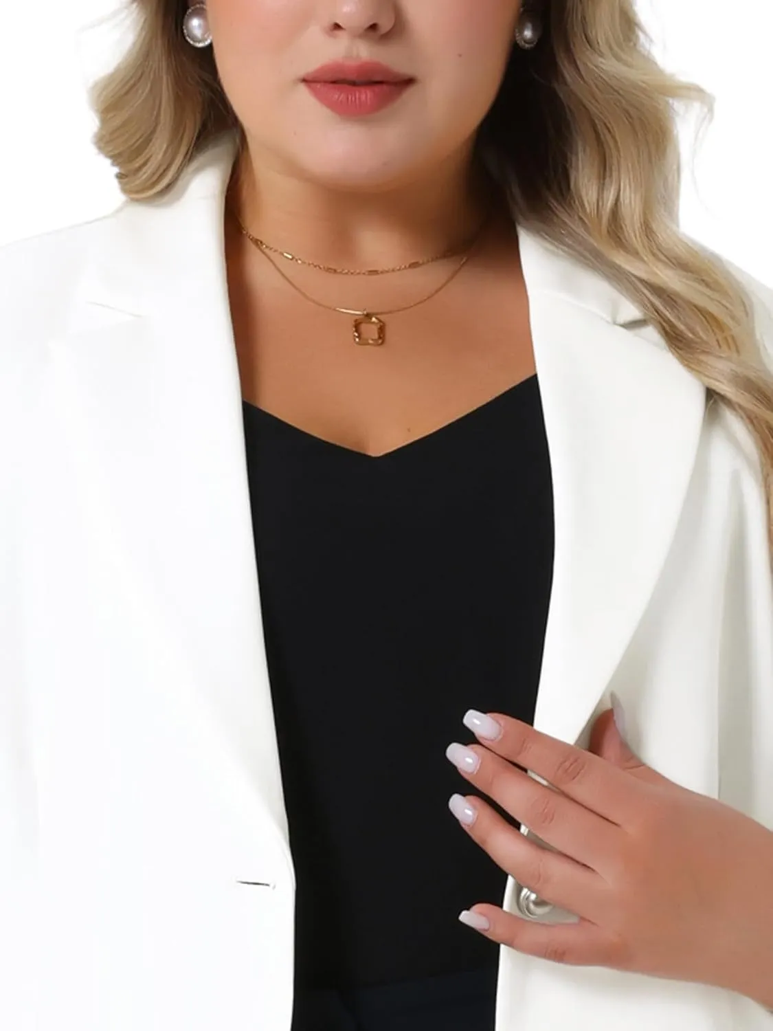 Agnes Orinda Plus Size Women Blazers Short Puff Sleeve Notched Lapel Single Breasted Office Blazer Jackets
