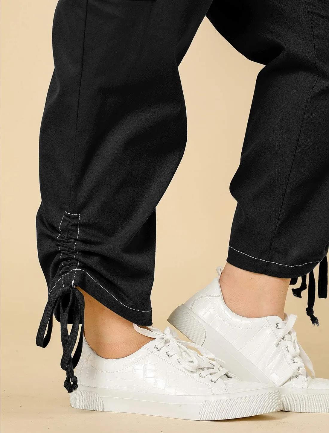 Agnes Orinda Women's Plus Size Drawstring Elastic Waist Cargo Pants with Pocket
