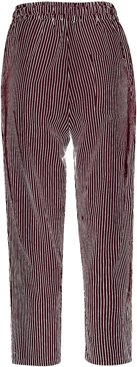 aihihe Linen Capri Pants for Women Casual Summer Striped Button Culottes Drawstring Cropped Pant Beach Travel Lounge Capris