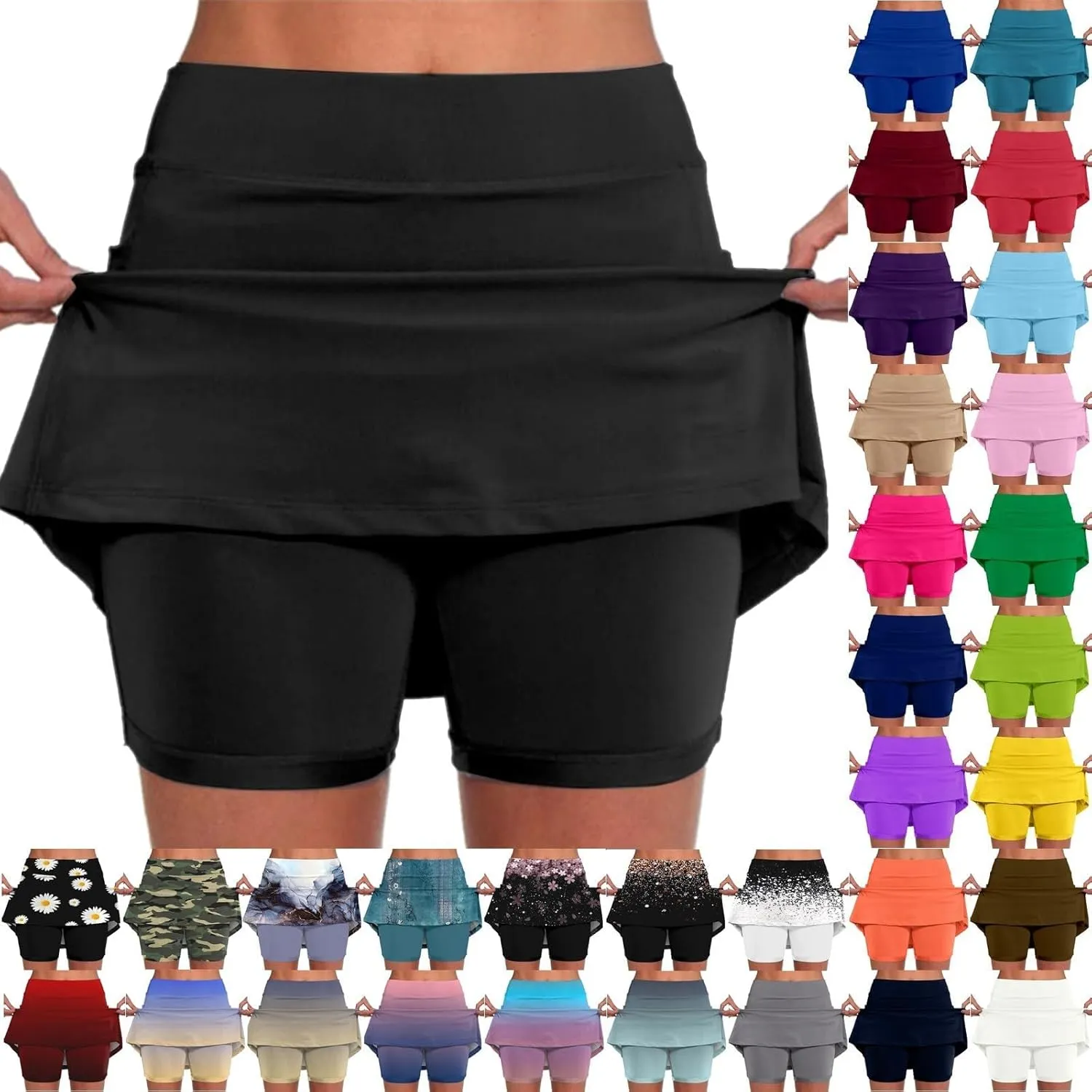 aihihe Skirts for Women Work Casual Long Skirts with Shorts for Women Trendy Summer Womens Shorts Casual Plus Size