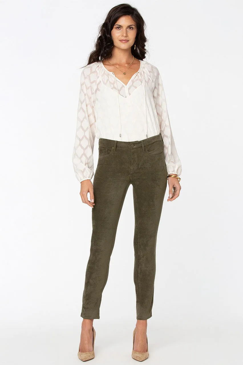 Alina Skinny Green Faux Suede | Martini Olive