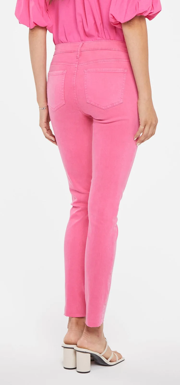 Alina Skinny Jeans Cut Hem Pink Premium Denim | Pink Peony