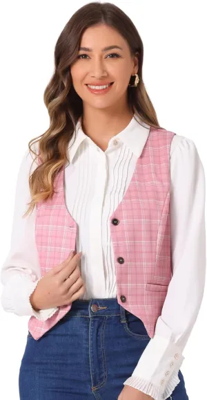 Allegra K Women's Waistcoat Steampunk Dressy Sleeveless Jacket Versatile Racerback Suit Vests