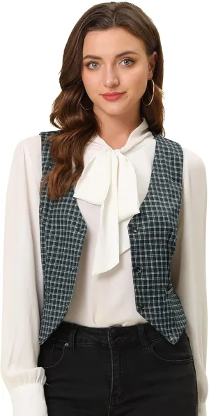 Allegra K Women's Waistcoat Steampunk Dressy Sleeveless Jacket Versatile Racerback Suit Vests