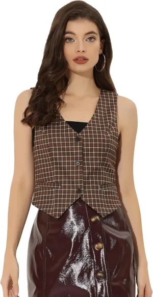 Allegra K Women's Waistcoat Steampunk Dressy Sleeveless Jacket Versatile Racerback Suit Vests
