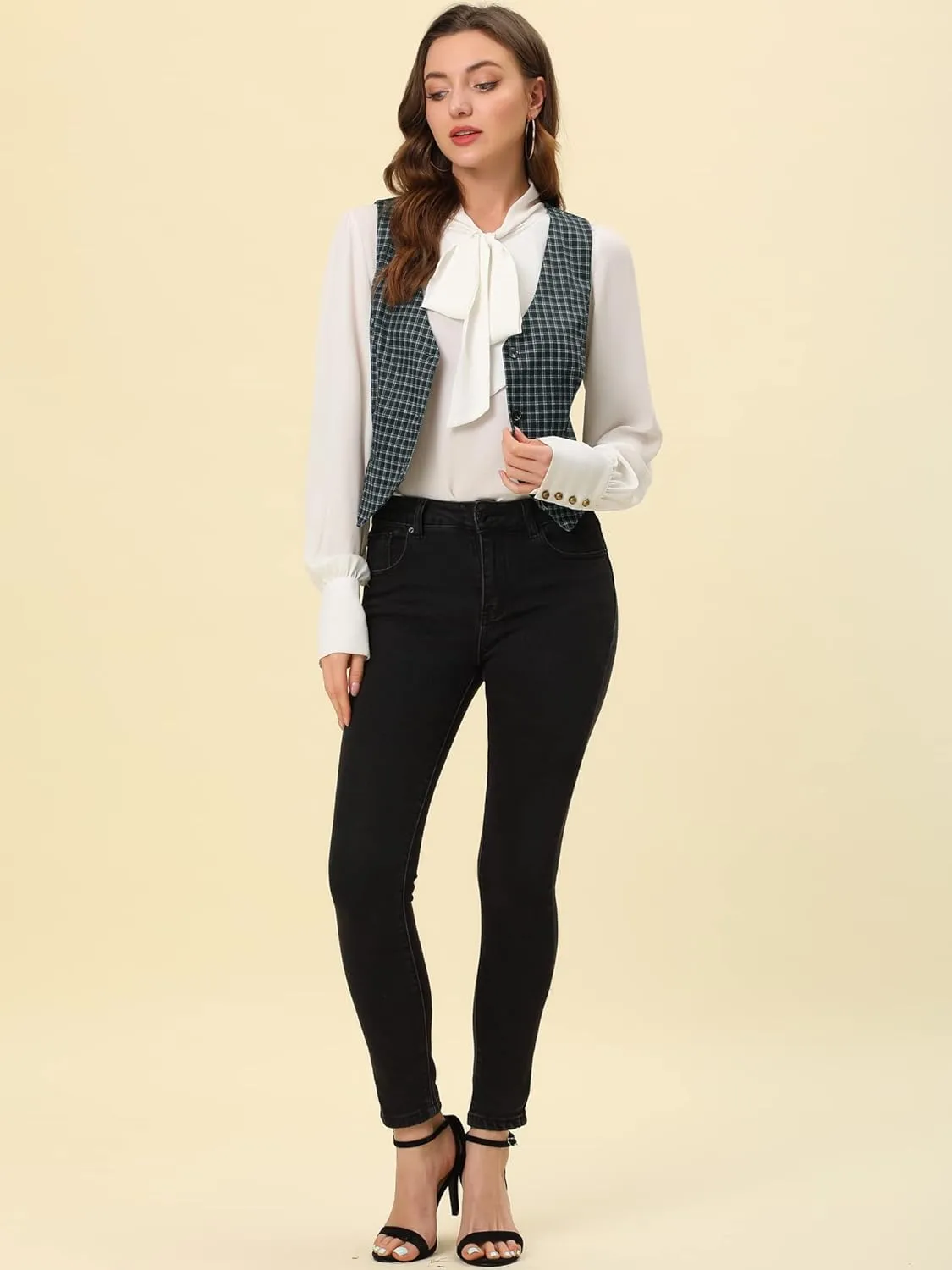 Allegra K Women's Waistcoat Steampunk Dressy Sleeveless Jacket Versatile Racerback Suit Vests