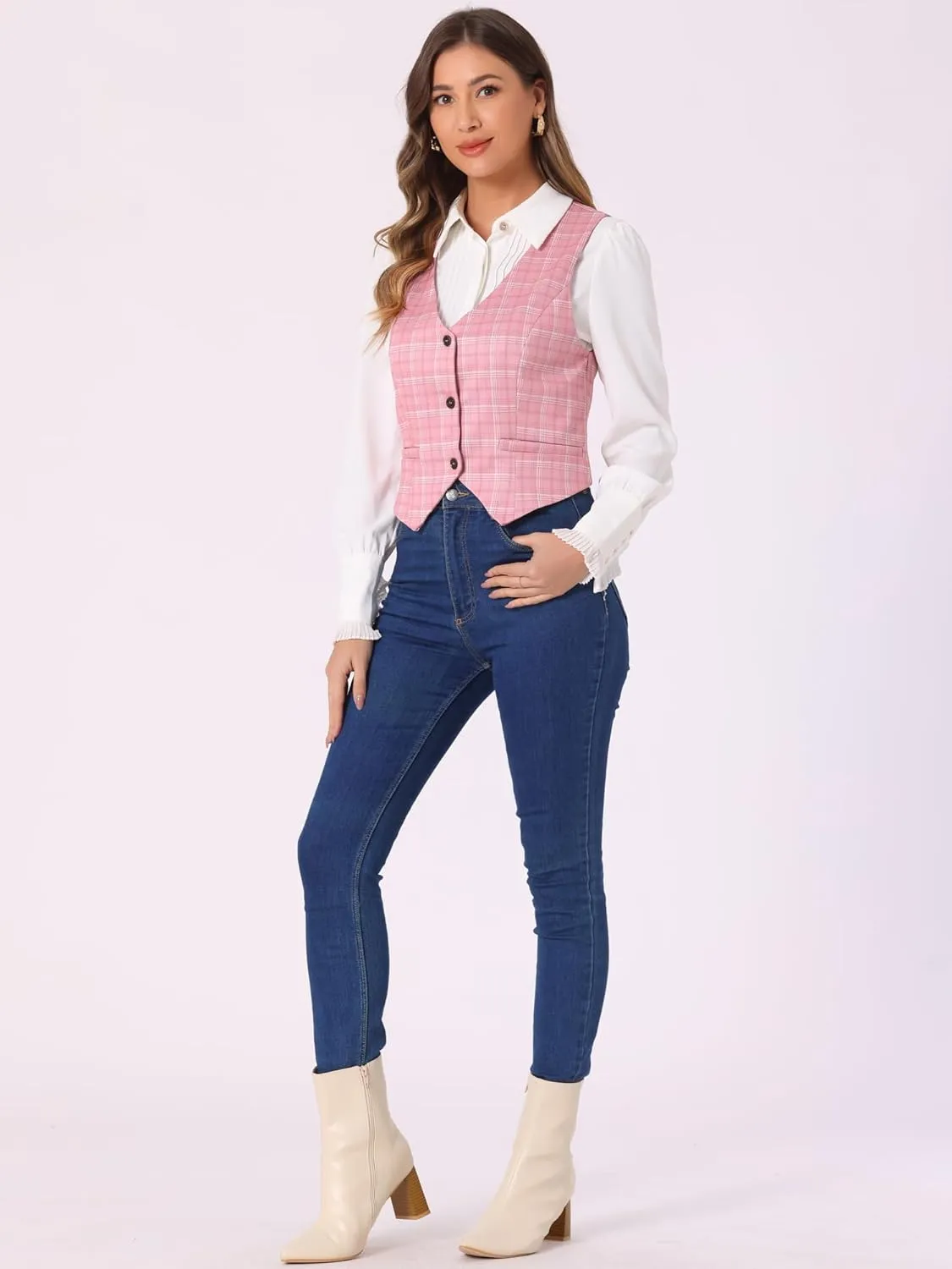 Allegra K Women's Waistcoat Steampunk Dressy Sleeveless Jacket Versatile Racerback Suit Vests