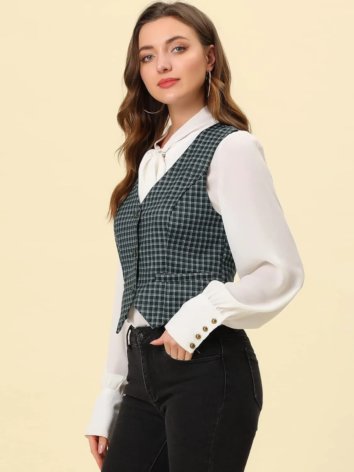 Allegra K Women's Waistcoat Steampunk Dressy Sleeveless Jacket Versatile Racerback Suit Vests