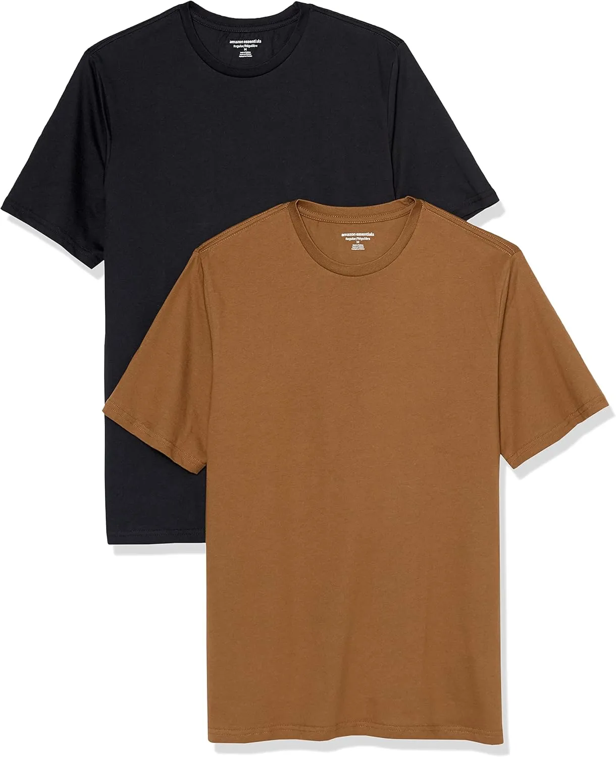Amazon Essentials Men's Cotton Regular-Fit Short-Sleeve Crewneck T-Shirt, Pack of 2