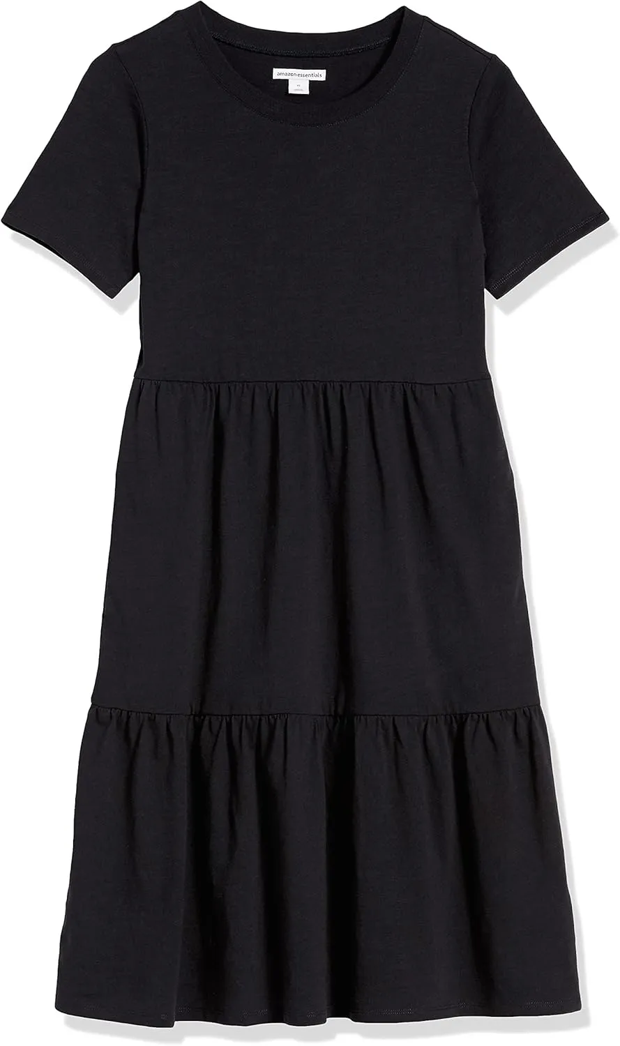 Amazon Essentials Women's Short-Sleeve Crewneck Tiered Dress