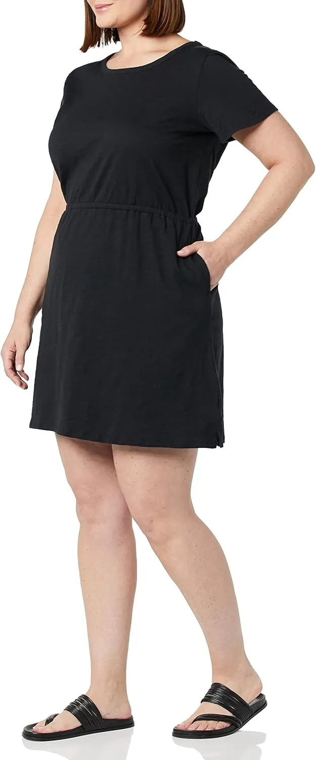 Amazon Essentials Women's Short Sleeve Elastic Waist Cotton Jersey Minidress