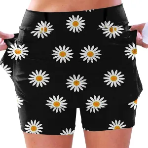 AMDBEL Athletic Yoga Culottes for Women Solid Color Elastic Shorts Summer Lightweight High Waist Skinny Joggers Skirt/Pocket