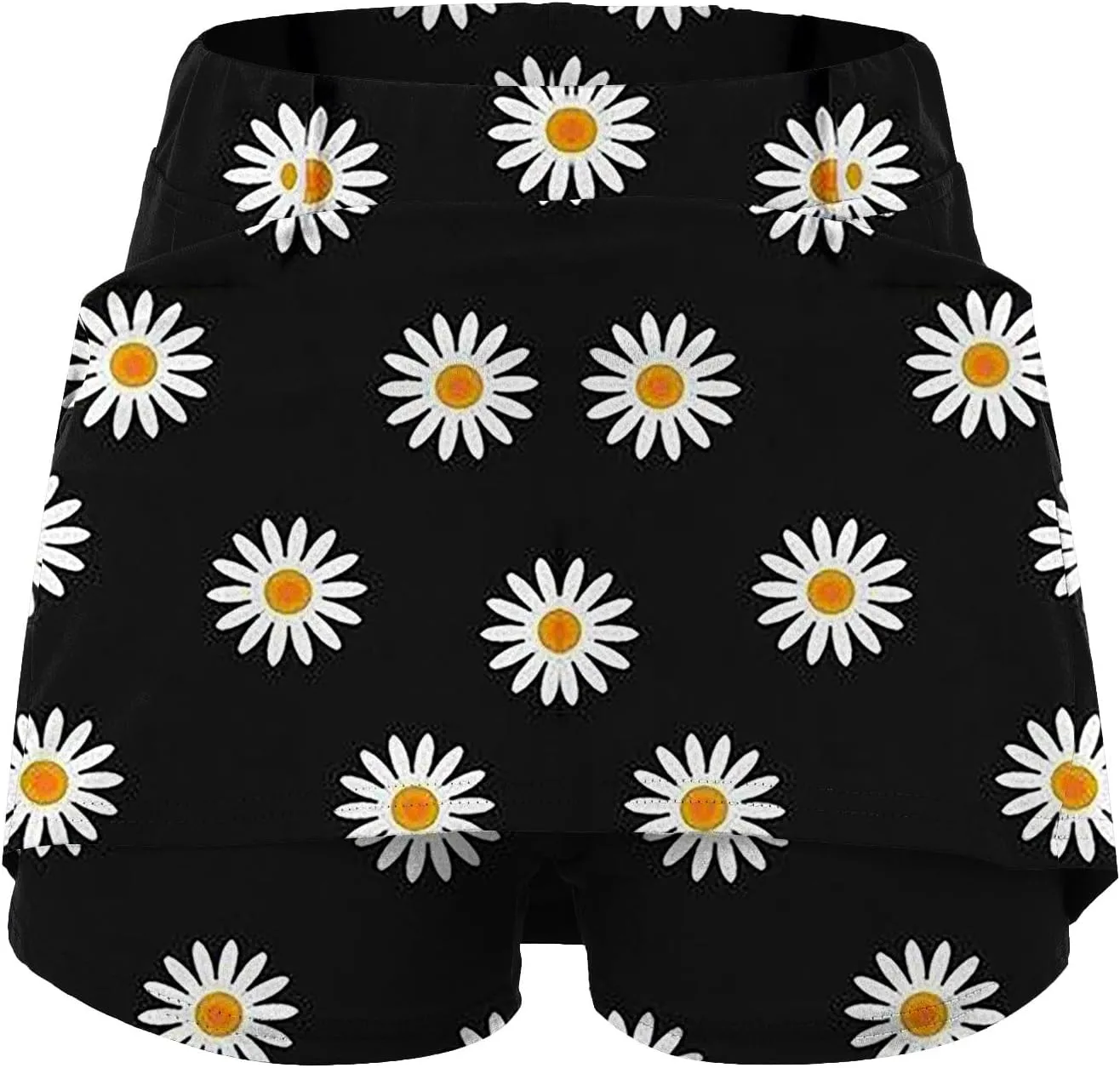 AMDBEL Athletic Yoga Culottes for Women Solid Color Elastic Shorts Summer Lightweight High Waist Skinny Joggers Skirt/Pocket
