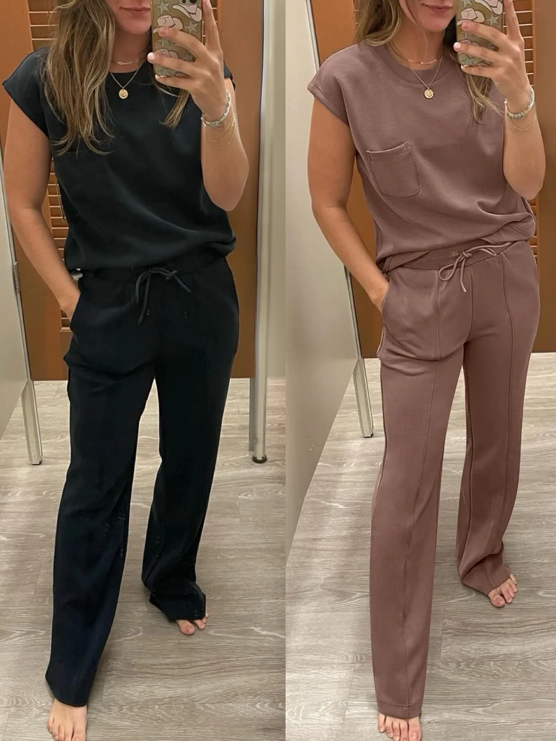 ANRABESS Two Piece Sets for Women Summer Sleeveless Sweatsuits Wide Leg Casual Lounge Set Matching Vacation Travel Outfits