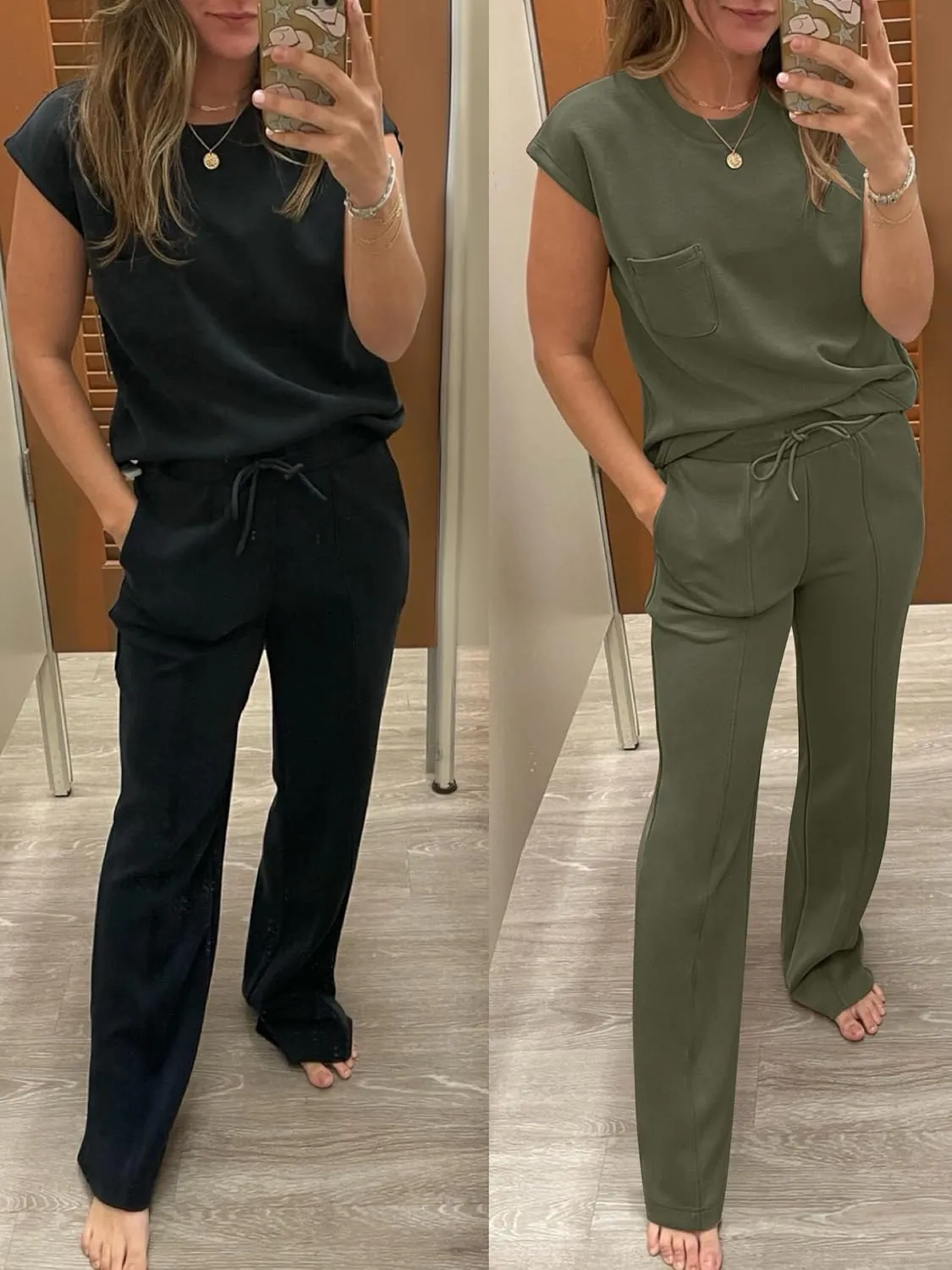 ANRABESS Two Piece Sets for Women Summer Sleeveless Sweatsuits Wide Leg Casual Lounge Set Matching Vacation Travel Outfits