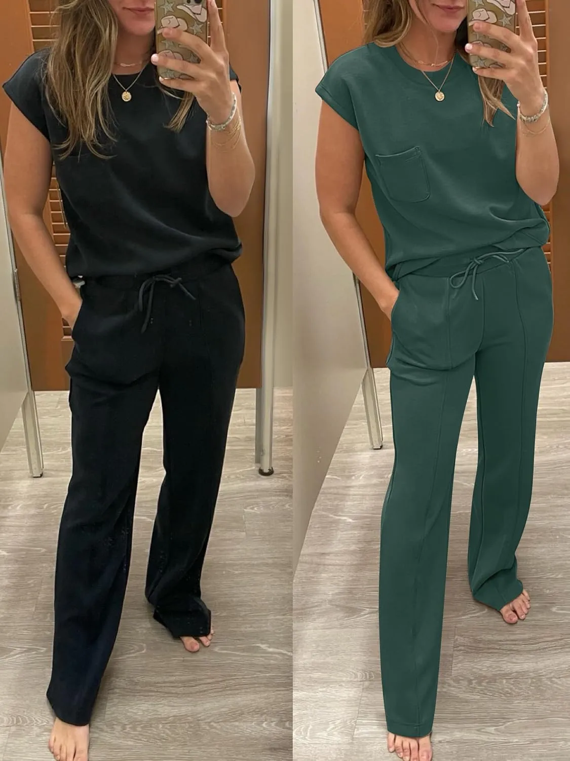 ANRABESS Two Piece Sets for Women Summer Sleeveless Sweatsuits Wide Leg Casual Lounge Set Matching Vacation Travel Outfits