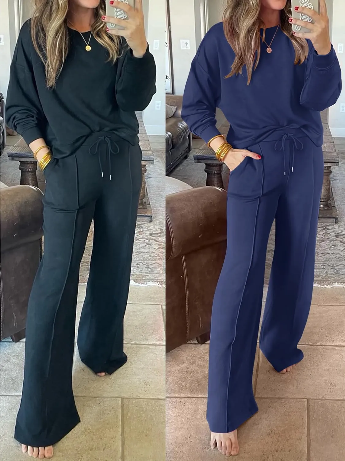 ANRABESS Women 2 Piece Set Long Sleeve Sweatsuit Sweatpants Tracksuit Sweat Casual Matching 2024 Travel Fall Trendy Outfits