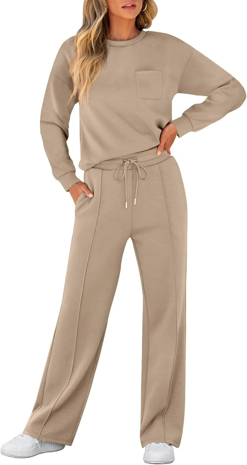 ANRABESS Women 2 Piece Set Long Sleeve Sweatsuit Sweatpants Tracksuit Sweat Casual Matching 2024 Travel Fall Trendy Outfits