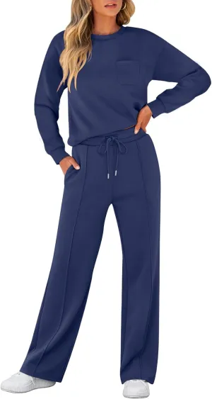ANRABESS Women 2 Piece Set Long Sleeve Sweatsuit Sweatpants Tracksuit Sweat Casual Matching 2024 Travel Fall Trendy Outfits
