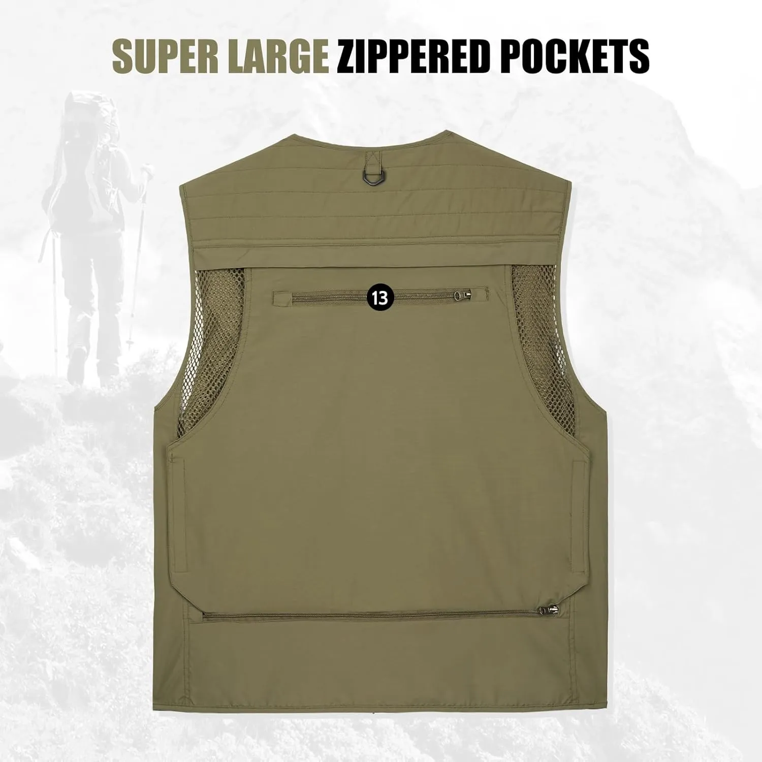 AOTORR Mens Outdoor Work Safari Cargo Photo Travel Fishing Vests for Men with Multi-pockets