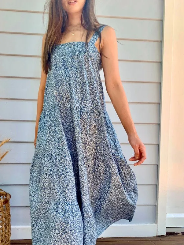 Arabella Vintage Indigo Floral Dress