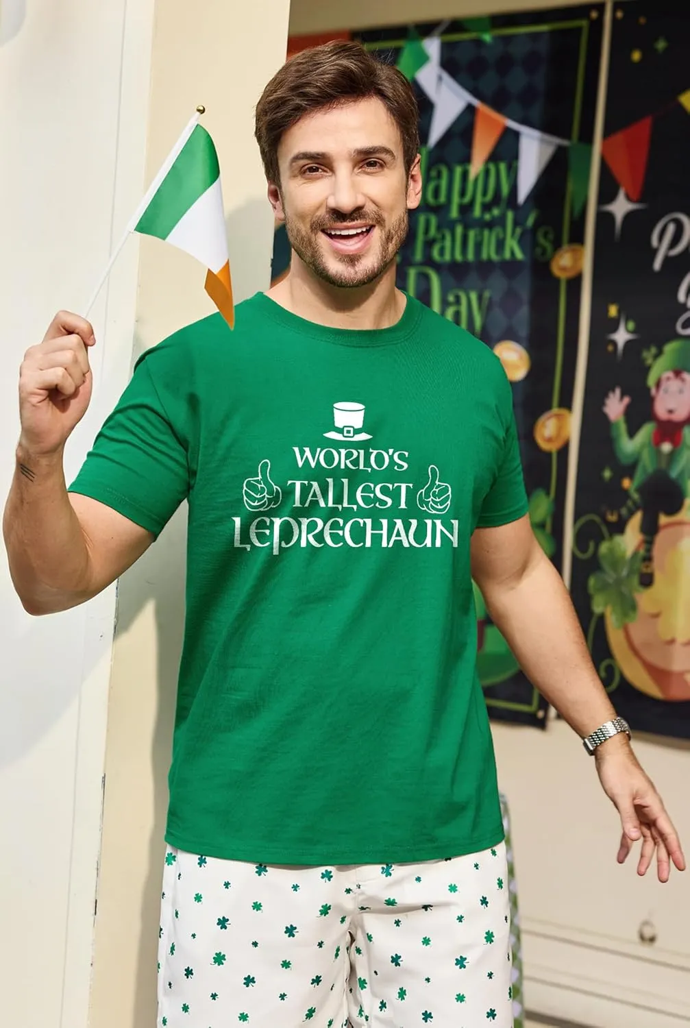 Arvilhill Men's St Patrick's T-Shirts Short Sleeve Irish Shamrock Shirt (S-3XL)