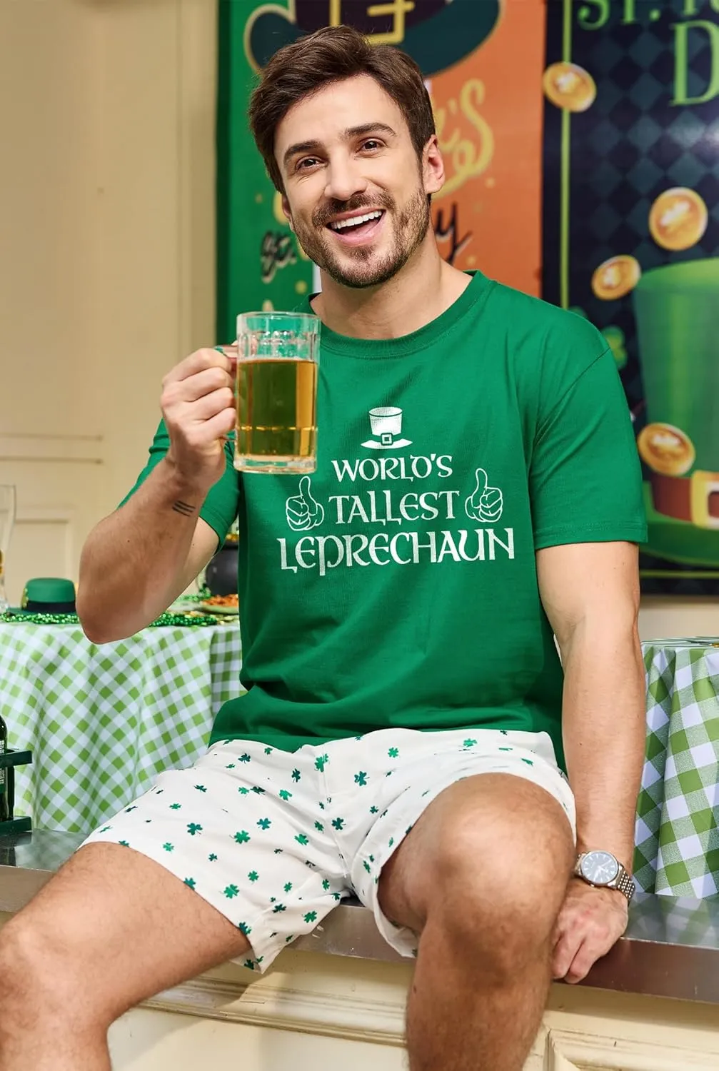 Arvilhill Men's St Patrick's T-Shirts Short Sleeve Irish Shamrock Shirt (S-3XL)
