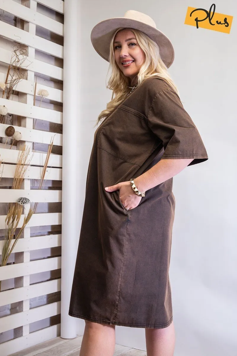 Ash Mineral Washed Loose Fit Dress for Women