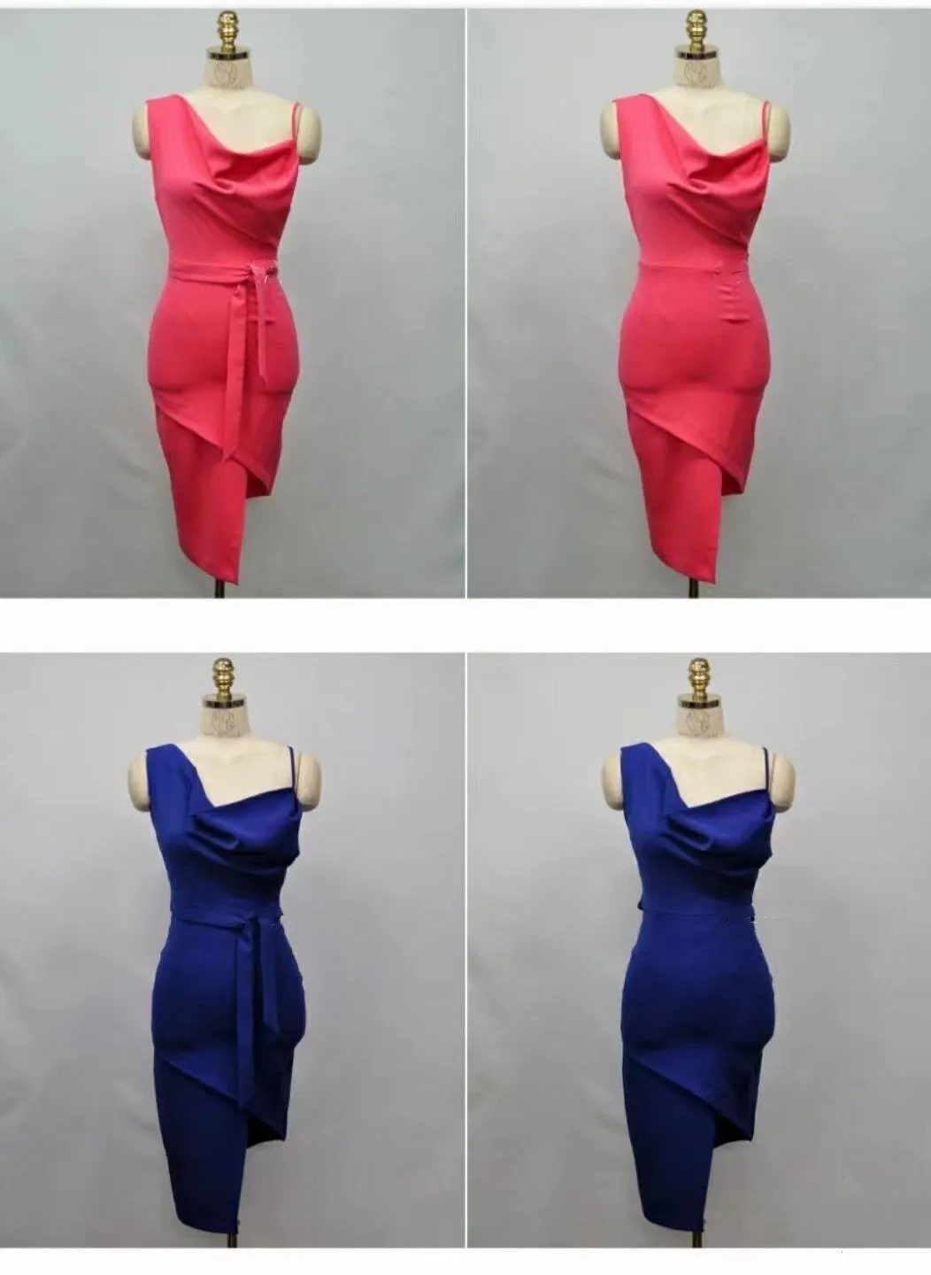 Asymmetrical Mono Sash Midi Dress
