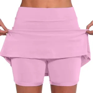 Athletic Skirts Women Solid Mid Waist Culottes Short Skirts Skinny Pants Tummy Control Plus Size Skort Womens Golf