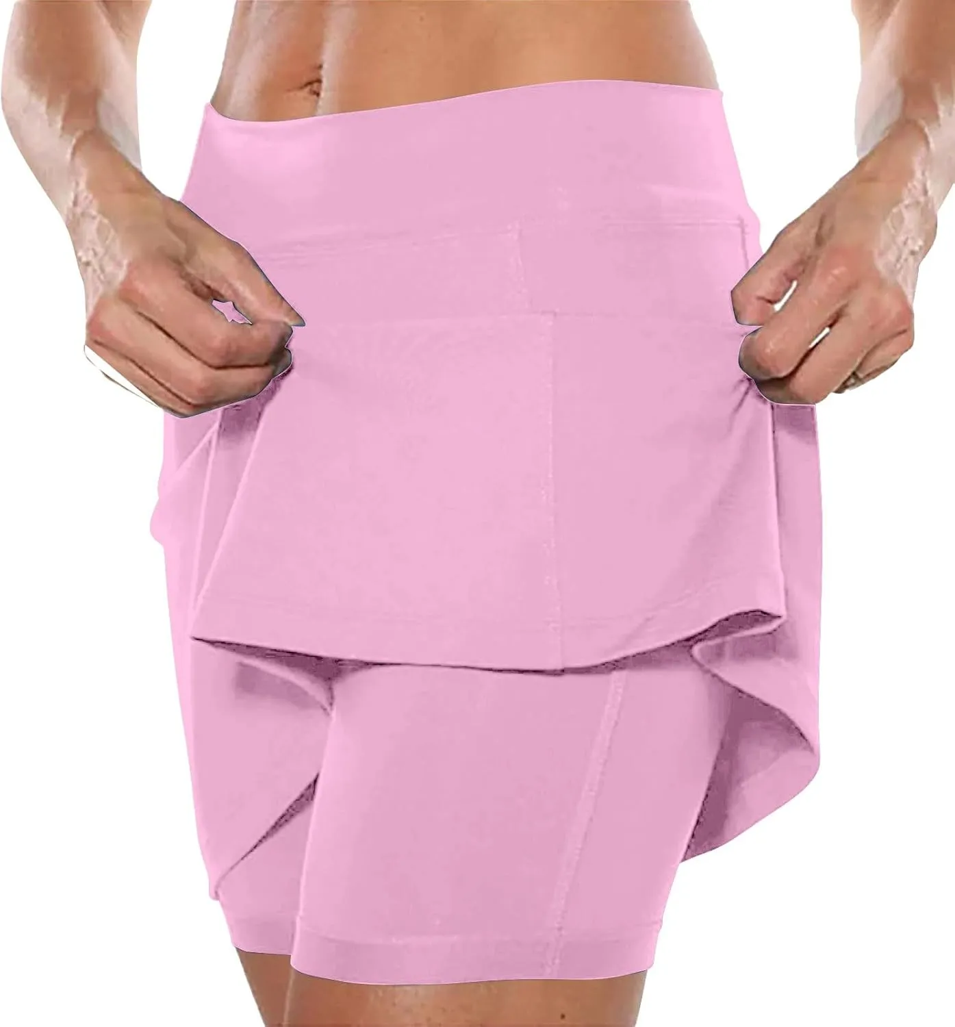 Athletic Skirts Women Solid Mid Waist Culottes Short Skirts Skinny Pants Tummy Control Plus Size Skort Womens Golf