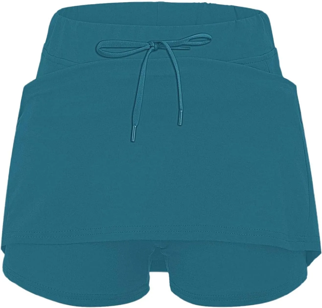 Athletic Skorts for Woman Elastic Hight Waist Drawstring Tennis Golf Skirt with Pockets Solid Color Yoga Shorts